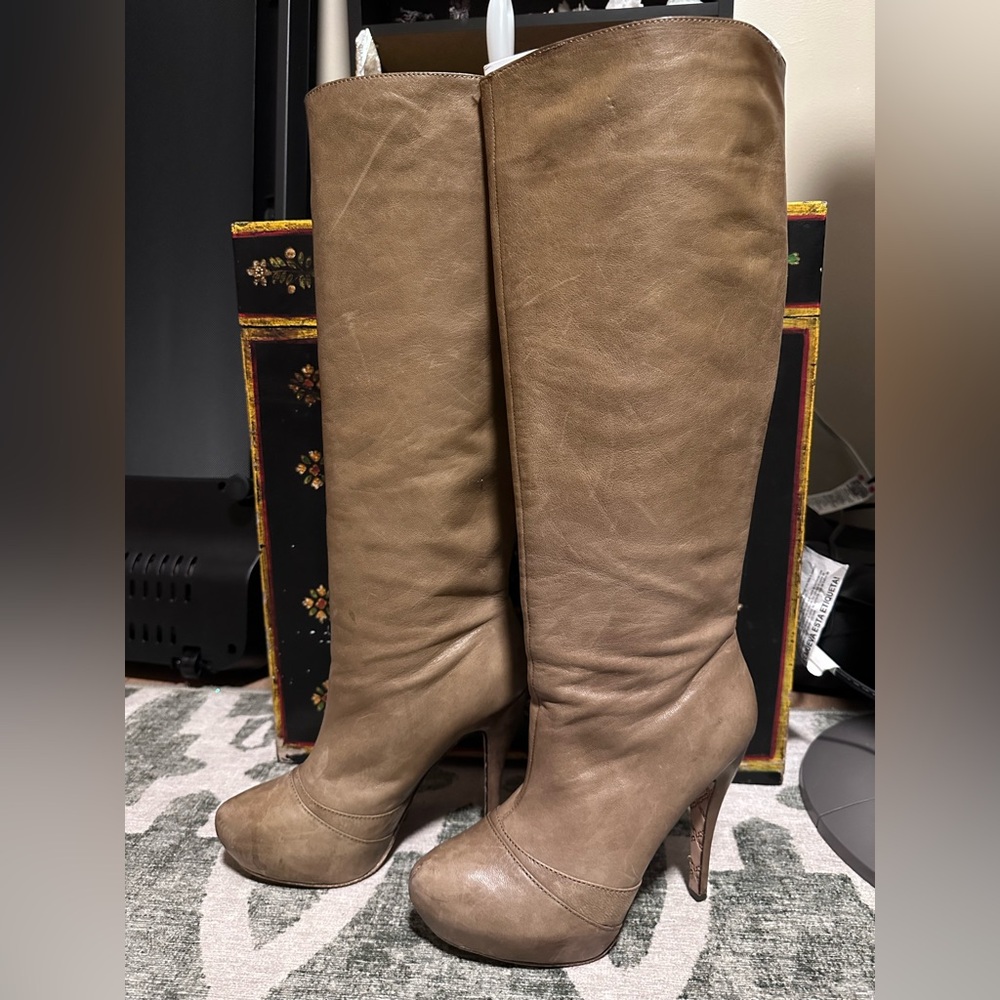 LAMB Brown Leather Panya Size 8M Pull On Boots